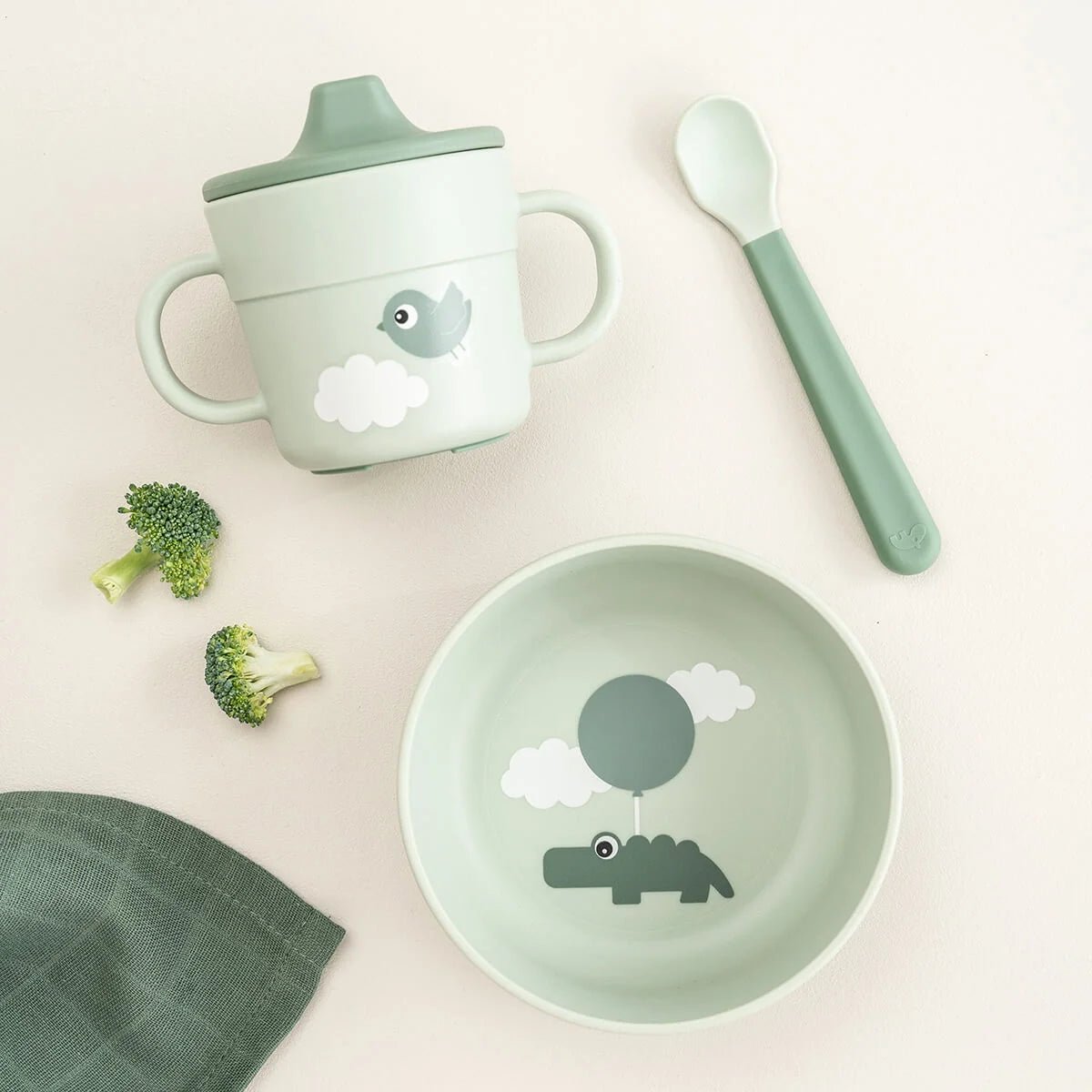 Done by Deer Foodie valgymo rinkinys Happy clouds Green